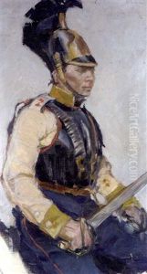 Study Of A Russian Cuirassier (+ Two Studies Of Cavalry Officers, 1805, Watercolor & Ink, Sgd., Insc.; 2 Works)