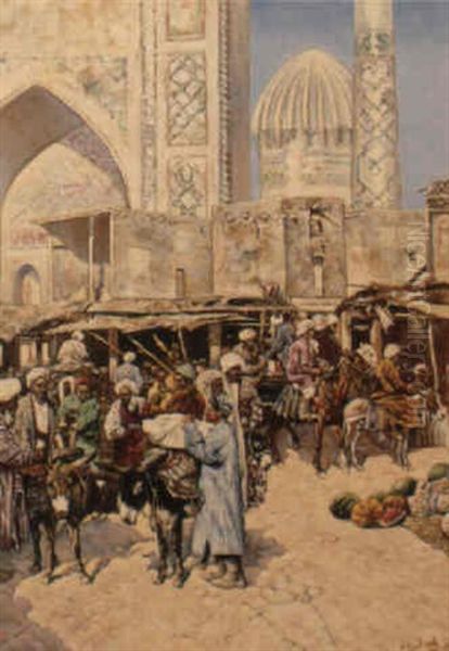 Samarkande: Devant Le Medressah Chir-dor - view 1