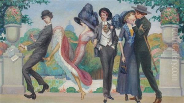 Flapper Era Characters Fooling Around - view 1