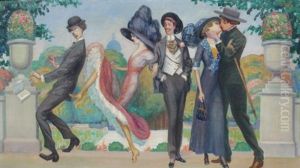 Flapper Era Characters Fooling Around by Auguste Roubille