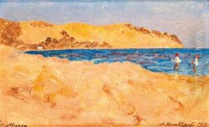 Enfants Dans La Baie De La Marsa by Alexandre Roubtzoff