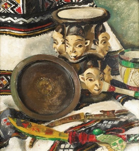Nature Morte Aux Poignards, Plateau Et Masques - view 1