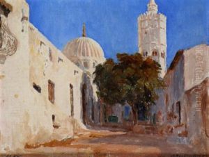 Une Rue Devant Le Minaret by Alexandre Roubtzoff