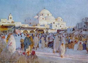 Place Bab-souika A Tunis Et La Mosquee Sidi Mahrez