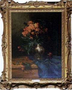 Bouquet De Giroflees Dans Un Vase Sur Un Entablement