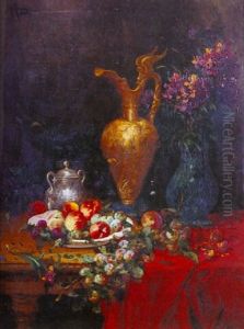 Nature Morte Au Bouquet De Fleurs Et A L'aiguiere
