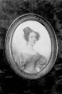 Femme Au Chignon Dans Une Robe Bleue A Decollete by Marie Marguerite Francoise Rouchier