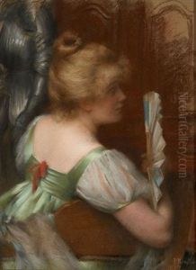 Elegante A L'eventail by Paul Rouffio
