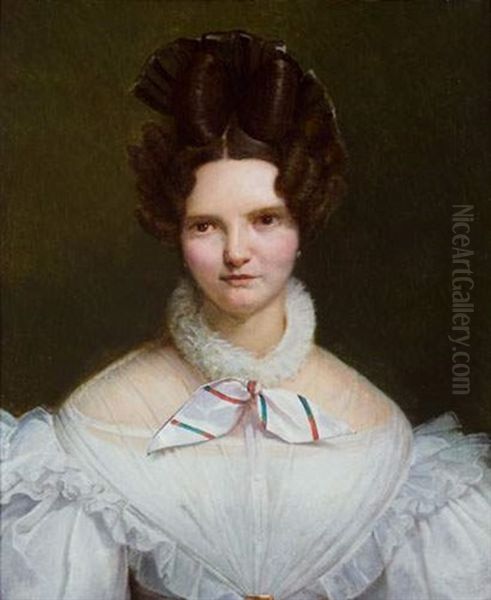 Portrait De Jeune Femme En Robe Blanche - view 1