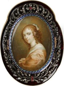 Miniature Painting. Gilded Frame With Rose Cut, Rubys And Enamel. Signed D. Bossi Pinxit. Gouache On Ebony Board. 8.5 X 6.2 Cm by Giovanni Domenico Bossi