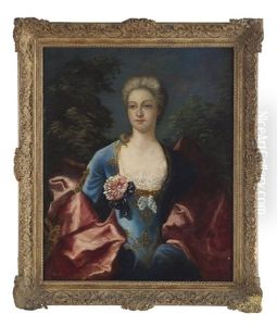 Portrait Of A Court Lady In 18th-century Costume by Jean Sebastien Rouillard