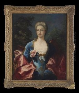 Portrait Of A Court Lady In 18th-century Costume by Jean Sebastien Rouillard