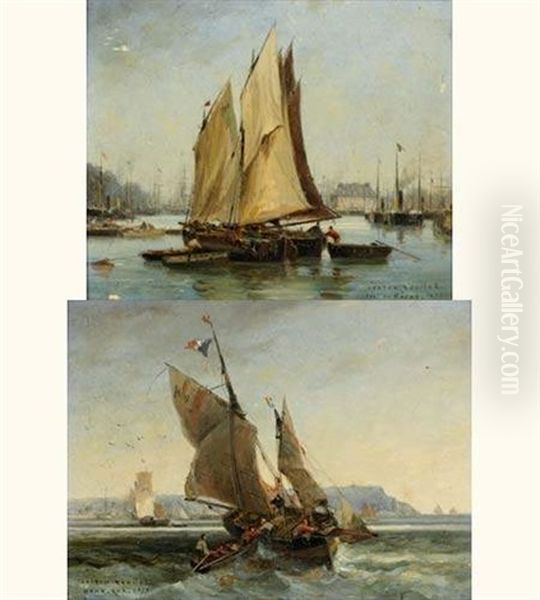 Bateaux Devant Honfleur (+ Bateaux Dans Le Port Du Havre; Pair) - view 1