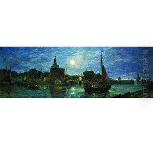 Vue Du Port De Hinkhuizen, Hollande by Gaston-Marie-Anatole Roullet