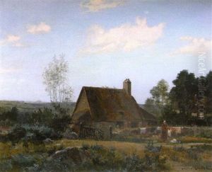 Femme Etendant Du Linge Pres D'une Ferme