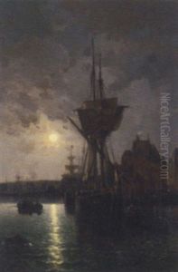The Port Of Honfleur by Gaston-Marie-Anatole Roullet