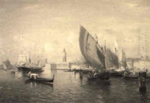Shipping On The Grand Canal, Venice by Gaston-Marie-Anatole Roullet