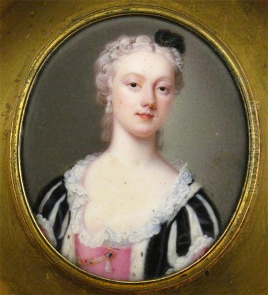 A Lady, Head And Shoulders In A Striped Dress With Pink Bodice - view 1
