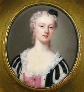 A Lady, Head And Shoulders In A Striped Dress With Pink Bodice A Lady, Head And Shoulders In A Striped Dress With Pink Bodice