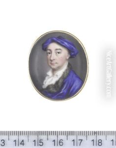 A Gentleman, Wearing Blue Coat With Fur Trim And Matching Cap, Open White Chemise A Gentleman, Wearing Blue Coat With Fur Trim And Matching Cap, Open White Chemise