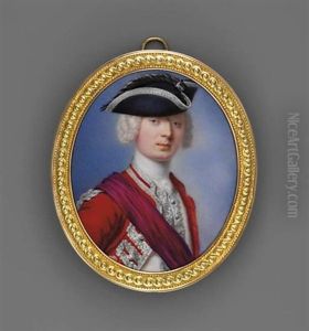 A Superb Miniature Of A Young Nobleman In Silver-embroidered Scarlet Coat And Cream Waistcoat