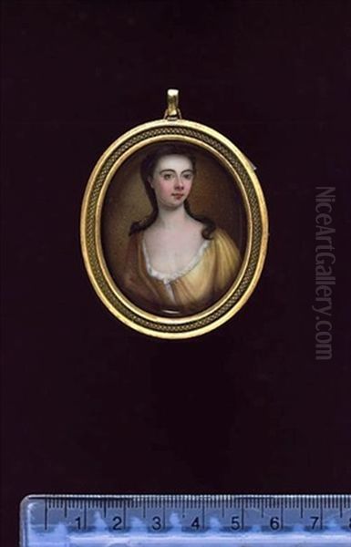 Portrait Of A Woman Wearing Yellow Robe, Open At The Front To Reveal White Underdress, Held With A Jewelled Clasp (+ Portrait Of A Woman (the Same Sitter?) In Yellow Robe With Pink Shawl; 2 Works) - view 1
