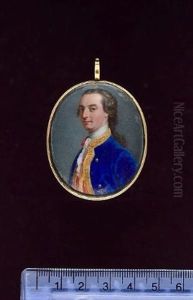 A Nobleman Wearing Blue Coat Edged With Gold Braid, Gold Buttons, Red Waistcoat, White Cravat, His Hair Worn En Queue