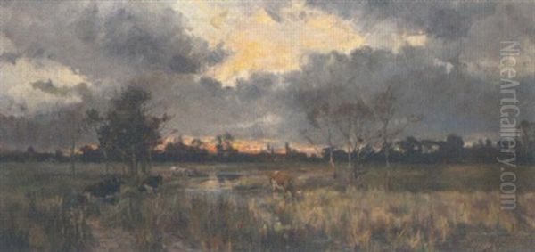 Cattle Grazing At Sunset - view 1