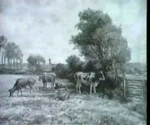 Cattle Grazing In A Wooded Landscape (a Pair) Cattle Grazing In A Wooded Landscape (a Pair)