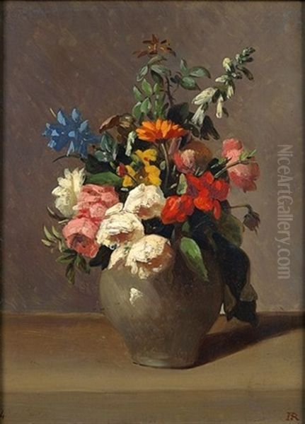 Nature Morte Au Vase De Fleurs Sur Un Entablement - view 1