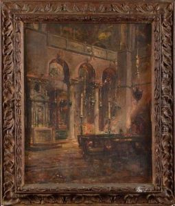 Interieur D"eglise by Henri Emilien Rousseau