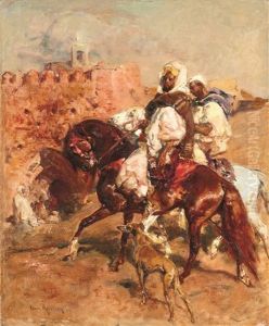 Cavalier Marocain Et Son Sloughi