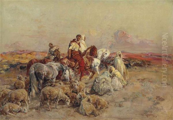 Horsemen And Shepherds In The Desert - view 1