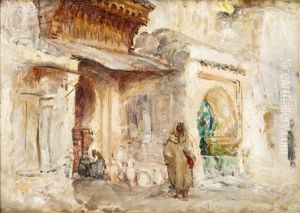 Fontaine Nejarine, Fes by Henri Emilien Rousseau