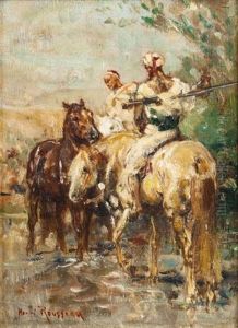 Le Repos Des Chevaux by Henri Emilien Rousseau