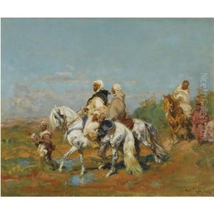 Le Caid Marocain Et Son Escorte by Henri Emilien Rousseau