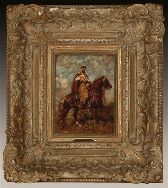 Arab Man On Horseback - view 1