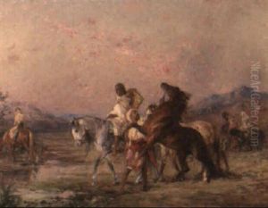 Arab Horsemen At A Stream by Henri Emilien Rousseau