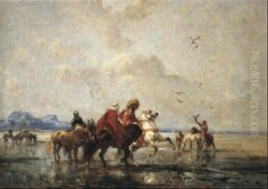 Chasse Aux Flamants Sur La Lac De Tunis