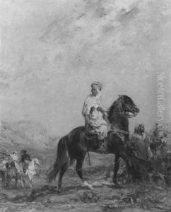 Arab Horsemen In An Extensive Landscape by Henri Emilien Rousseau