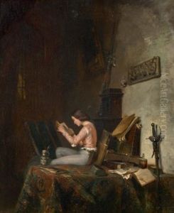 Jeune Garcon En Costume Renaissance Lisant Dans Un Interieur Jeune Garcon En Costume Renaissance Lisant Dans Un Interieur