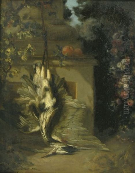 Nature Morte Au Heron Dans Un Jardin Fleuri - view 1