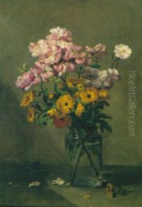 Stilleben Mit Rosen Und Arnika In Einmachglas