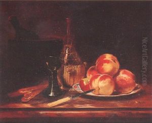 Nature Morte Au Panier De Peches by Philippe Rousseau