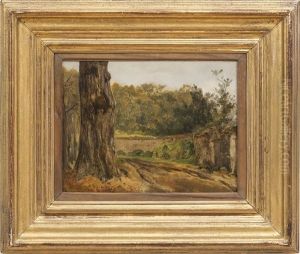 Tronc De Chataignier Devant Le Mur Du Domaine by Theodore Rousseau