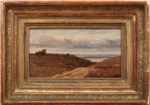 Bergere Et Moutons Sur Le Chemin by Theodore Rousseau