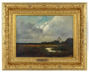Country Near Fountainbleau, Pastoral Scene With Figures by Theodore Rousseau