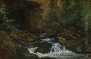 La Cascade (vallee De Chevreuse) by Theodore Rousseau