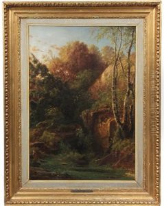 Barbizon Landscape With Woman At Stream by Theodore Rousseau