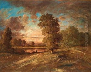 Paysage Au Crepuscule (landskap Med Solnedgang)